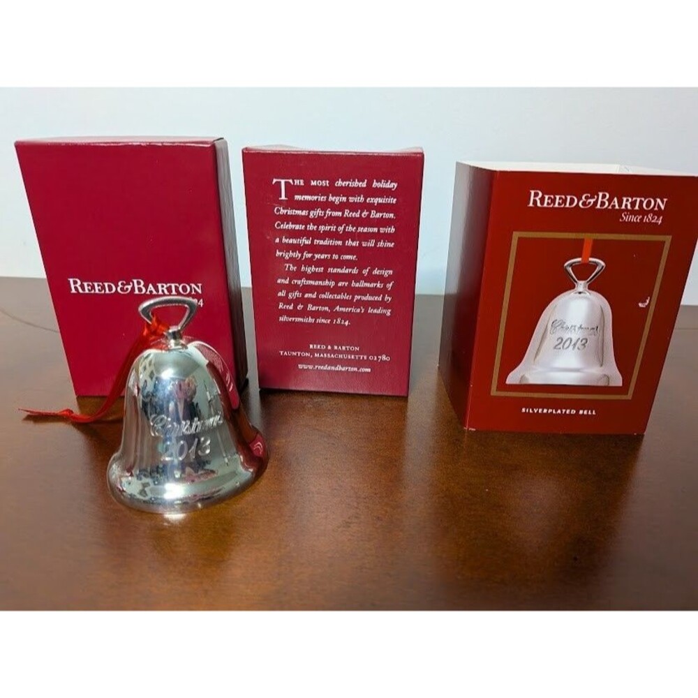 REED & BARTON Christmas 2013 Silverplated Bell Ornament NEW in Box 3"